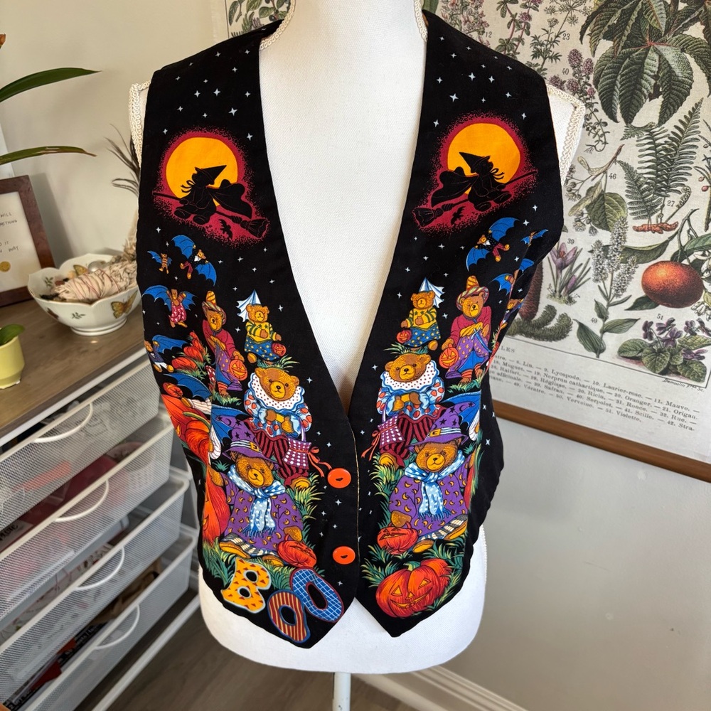 Halloween Themed Vest with Colorful Bear Print